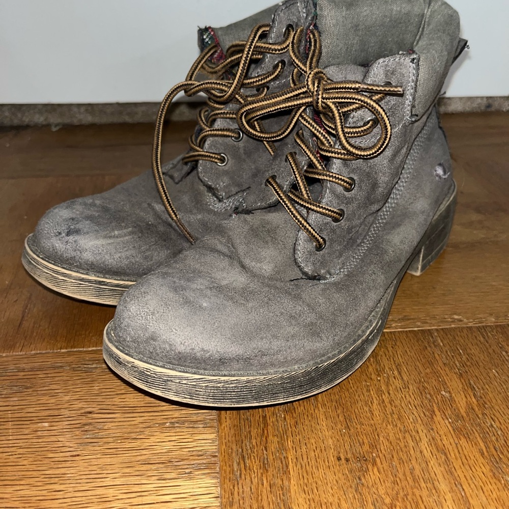 Gray Lace-Up Boots